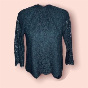 Joie Frayda Lace Button Back Top Blouse in Autumn Garden